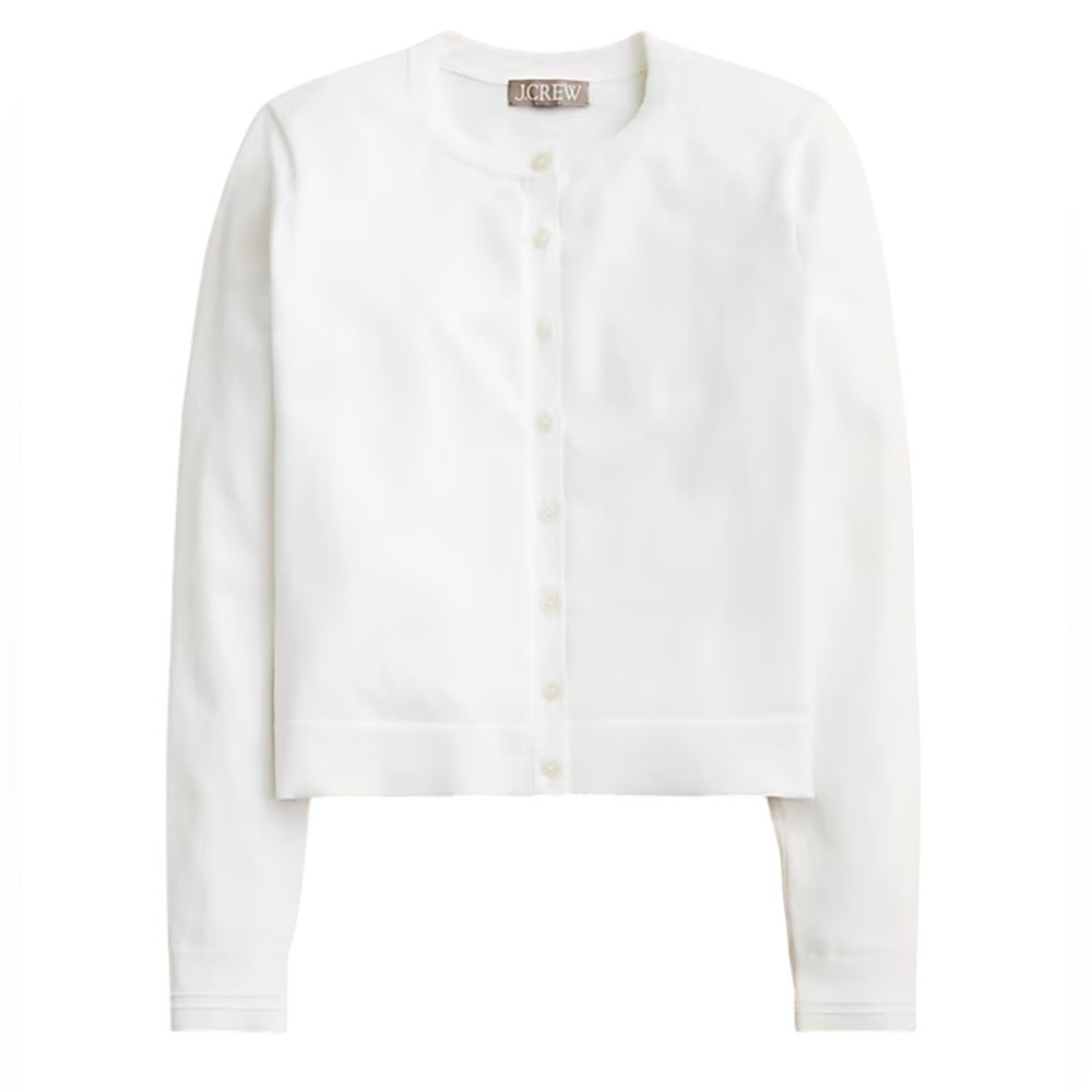J. Crew Jackie Cardigan Sweater in Premium Ultra Fine Cotton Blend NWT XS White - Picture 3 of 12